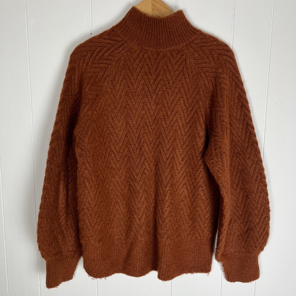 Abercrombie & Fitch Mock Neck Sweater Size M Oversized Rust Orange Brown Cozy